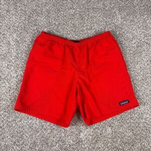 Patagonia Swim Shorts Mens M Red Baggies Elastic Drawstring Lined Trunks Beach
